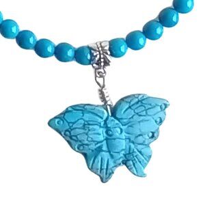 Blue Acrylic Butterfly Necklace 4289
